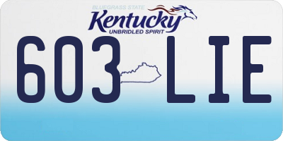 KY license plate 603LIE