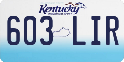 KY license plate 603LIR