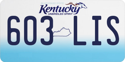 KY license plate 603LIS