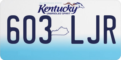 KY license plate 603LJR