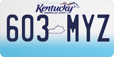 KY license plate 603MYZ