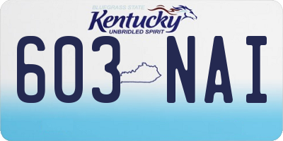 KY license plate 603NAI