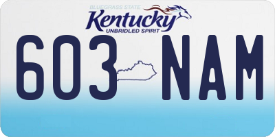 KY license plate 603NAM