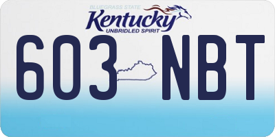 KY license plate 603NBT