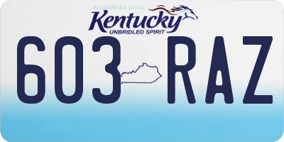 KY license plate 603RAZ