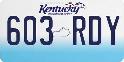 KY license plate 603RDY