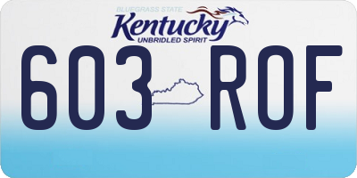 KY license plate 603ROF