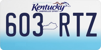 KY license plate 603RTZ