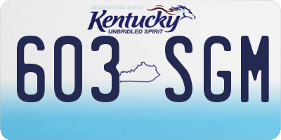KY license plate 603SGM