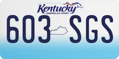 KY license plate 603SGS
