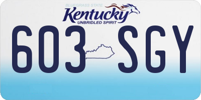 KY license plate 603SGY
