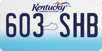 KY license plate 603SHB