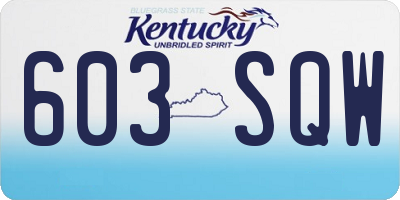 KY license plate 603SQW