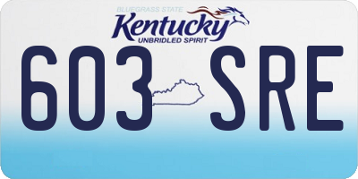 KY license plate 603SRE