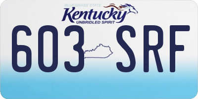 KY license plate 603SRF