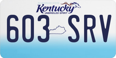 KY license plate 603SRV