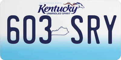 KY license plate 603SRY