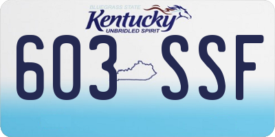 KY license plate 603SSF