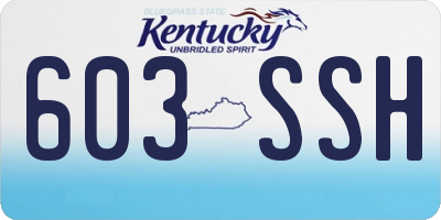 KY license plate 603SSH