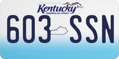 KY license plate 603SSN