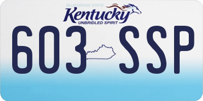 KY license plate 603SSP
