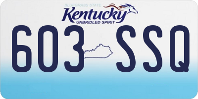 KY license plate 603SSQ