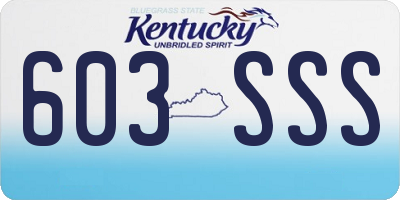 KY license plate 603SSS