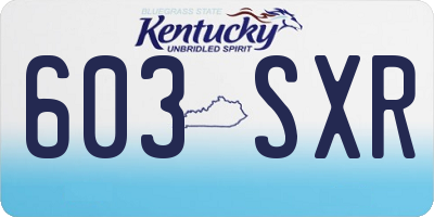 KY license plate 603SXR