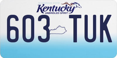 KY license plate 603TUK