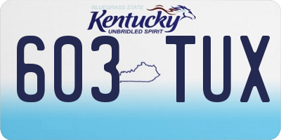 KY license plate 603TUX