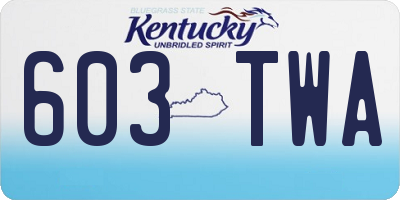 KY license plate 603TWA