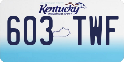 KY license plate 603TWF