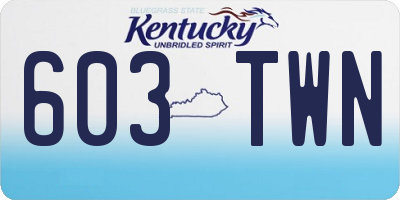 KY license plate 603TWN