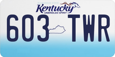 KY license plate 603TWR