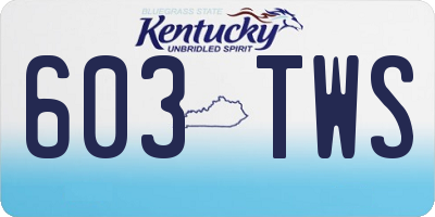 KY license plate 603TWS