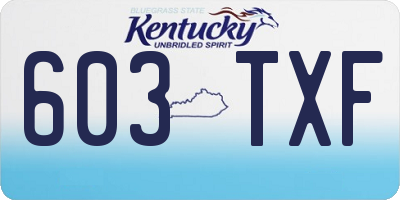 KY license plate 603TXF