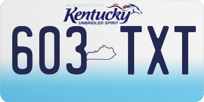 KY license plate 603TXT