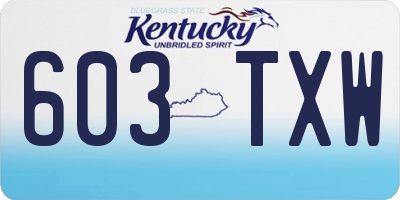 KY license plate 603TXW