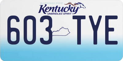 KY license plate 603TYE