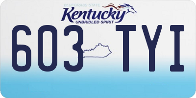 KY license plate 603TYI