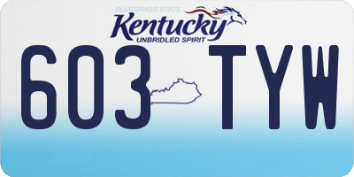 KY license plate 603TYW