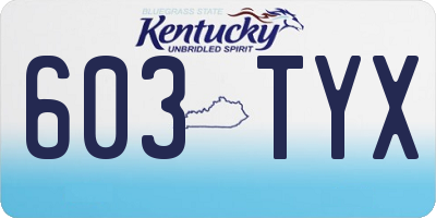 KY license plate 603TYX