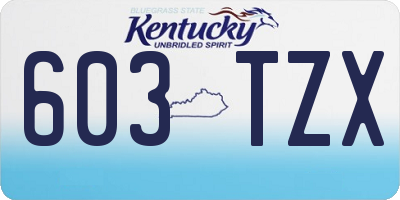 KY license plate 603TZX