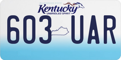 KY license plate 603UAR