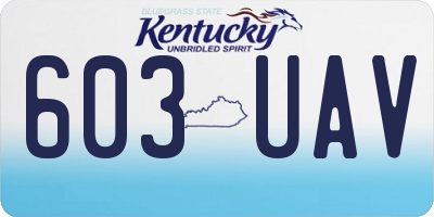 KY license plate 603UAV
