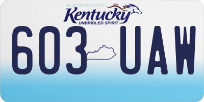 KY license plate 603UAW