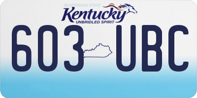 KY license plate 603UBC