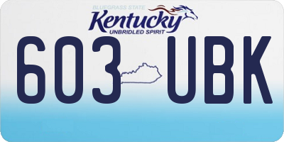 KY license plate 603UBK