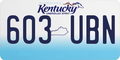KY license plate 603UBN