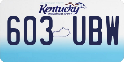 KY license plate 603UBW